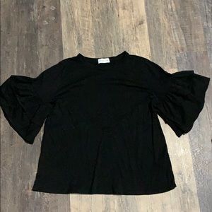 Black boutique ruffle sleeve shirt. XL